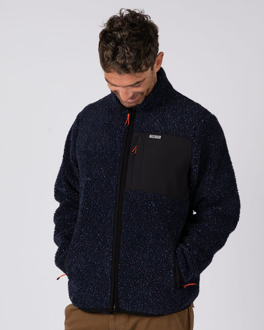 Wye Nep Mens Zip Fleece in Blue