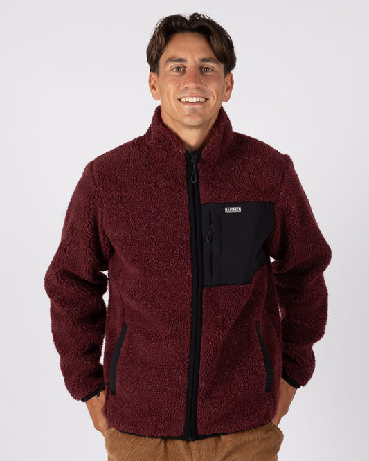 Wye Nep Mens Zip Fleece in Red