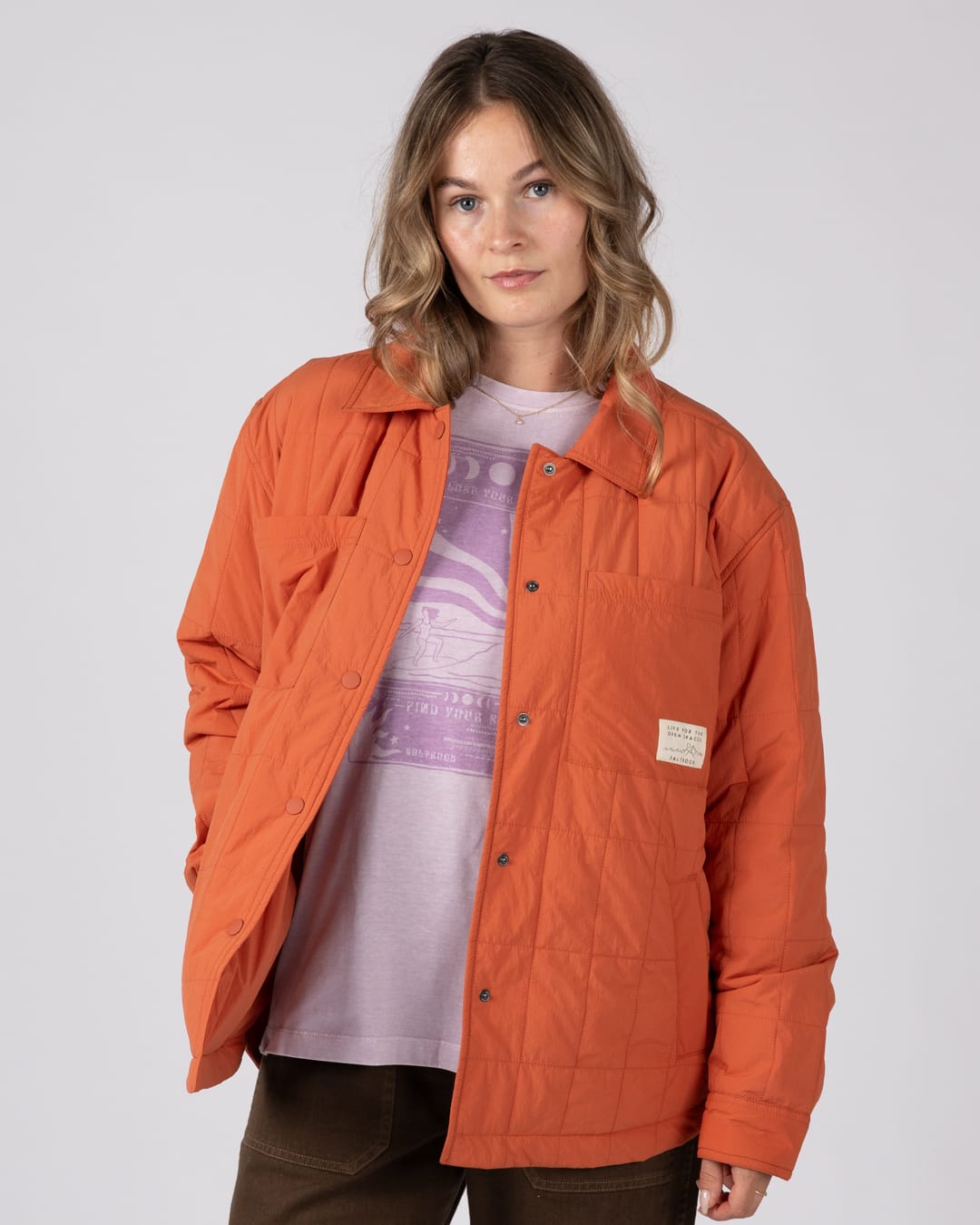 Dione Womens Quilted Water Resistant Jacket in Orange