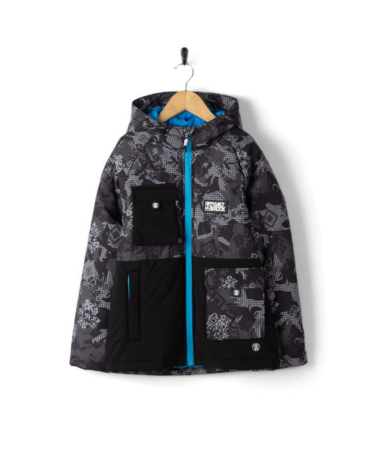 Sabotage Digi - kids Water Resistant Padded Jacket - Black/Blue