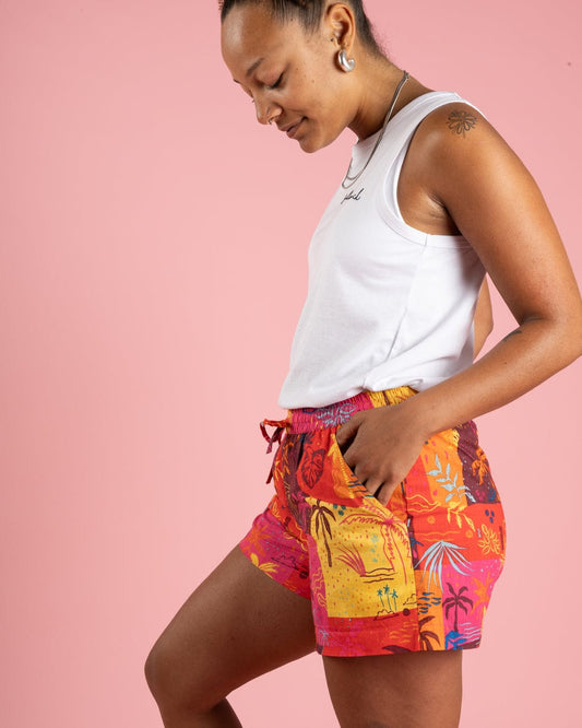Palm Block - Womens Shorts - Multi