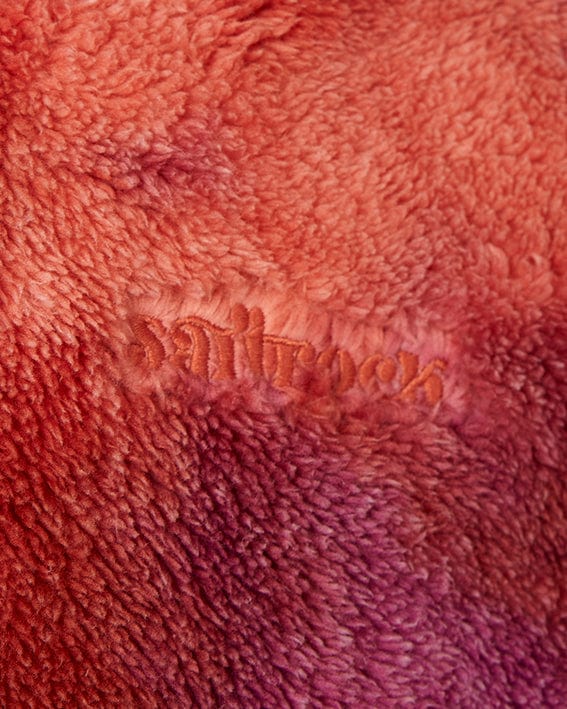 A close up of a Saltrock Kiki Pop - Girls Tie Dye Fur Pop Hoodie - Red teddy bear.
