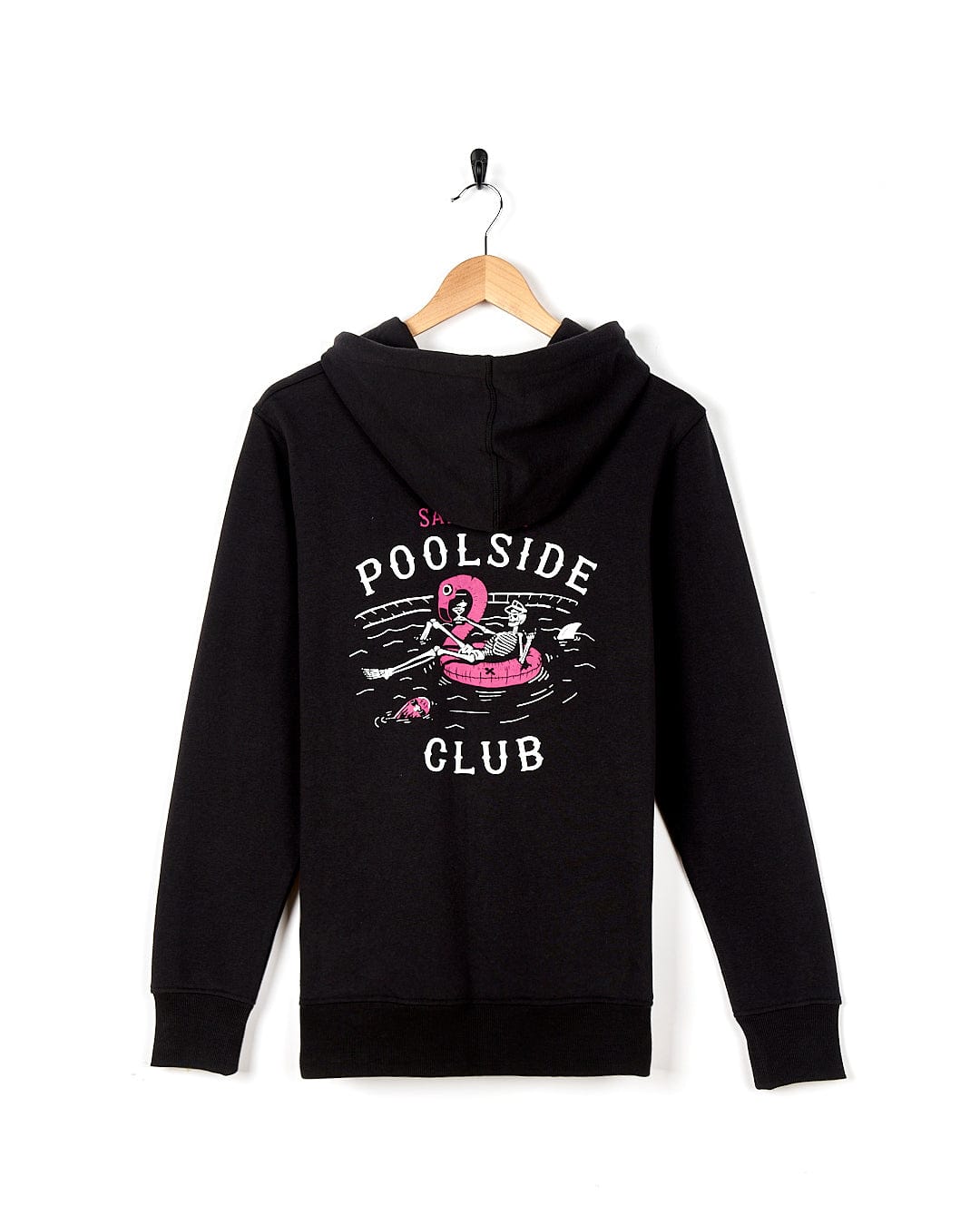 A Lee-Ann black hoodie with the word poolside club on it.