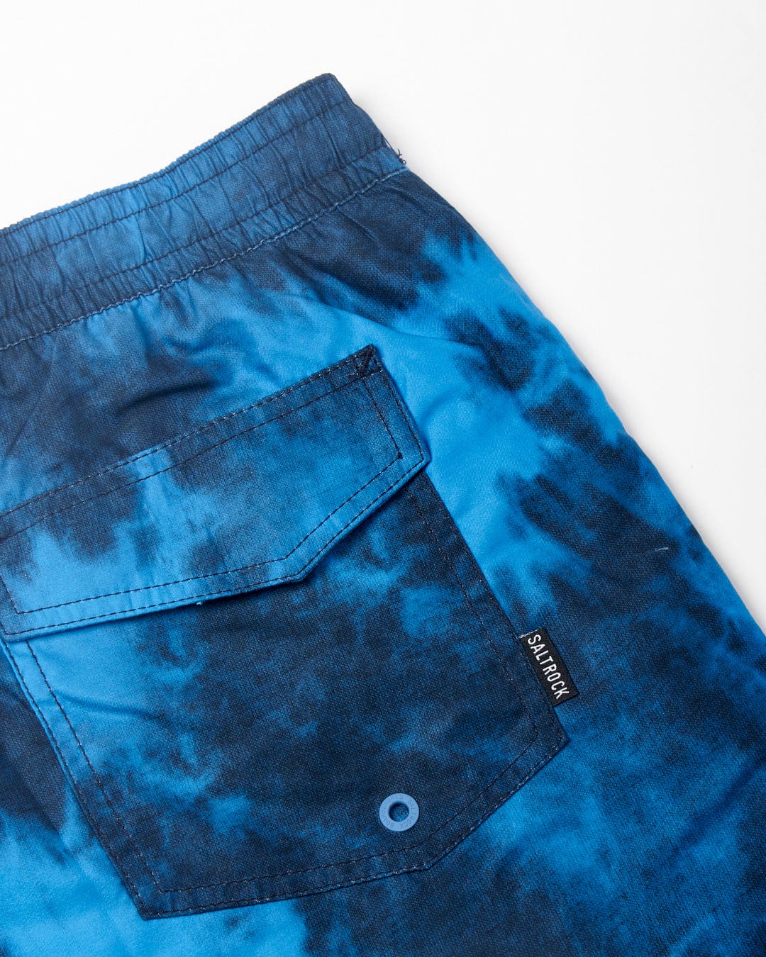 Blue Lee - Mens Tie Dye Swimshorts with a back pocket and a visible brand tag reading "Saltrock" on a white background.