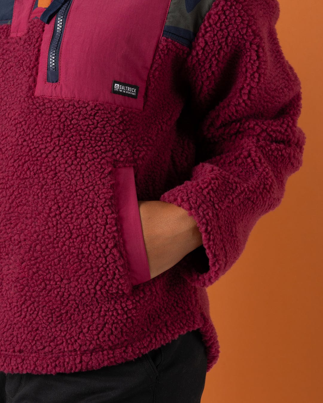 Balance Panel - Womens 1/4 Neck Zip Fleece - Dark Pink