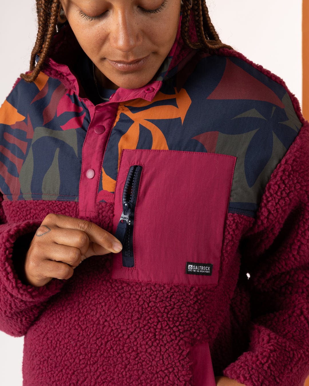 Balance Panel - Womens 1/4 Neck Zip Fleece - Dark Pink