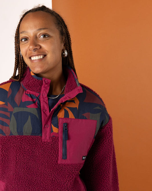 Balance Panel - Womens 1/4 Neck Zip Fleece - Dark Pink