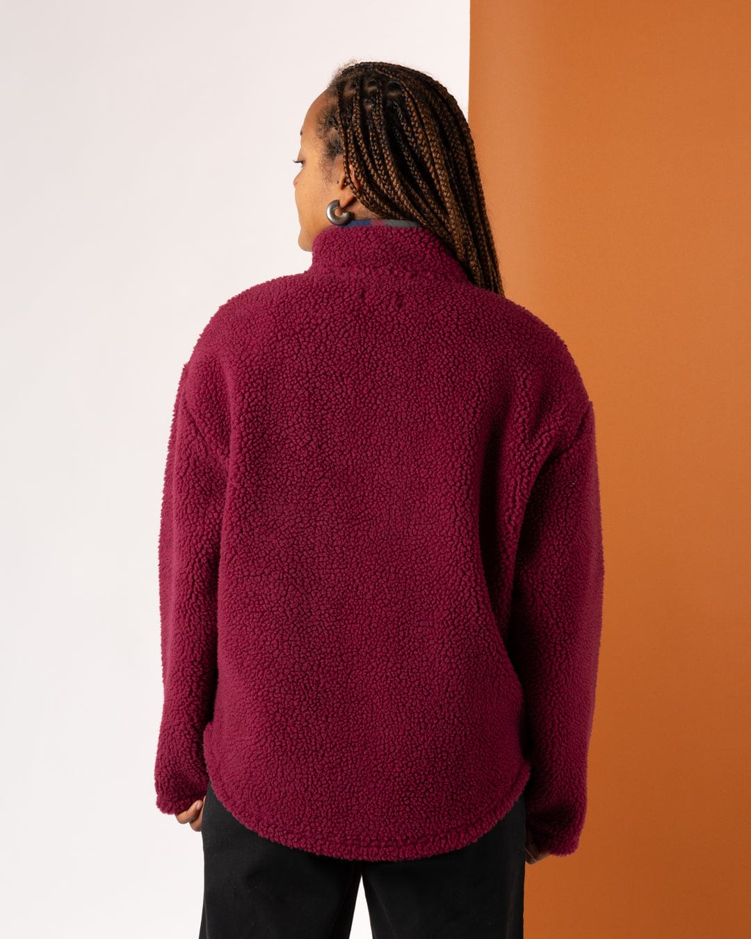 Balance Panel - Womens 1/4 Neck Zip Fleece - Dark Pink