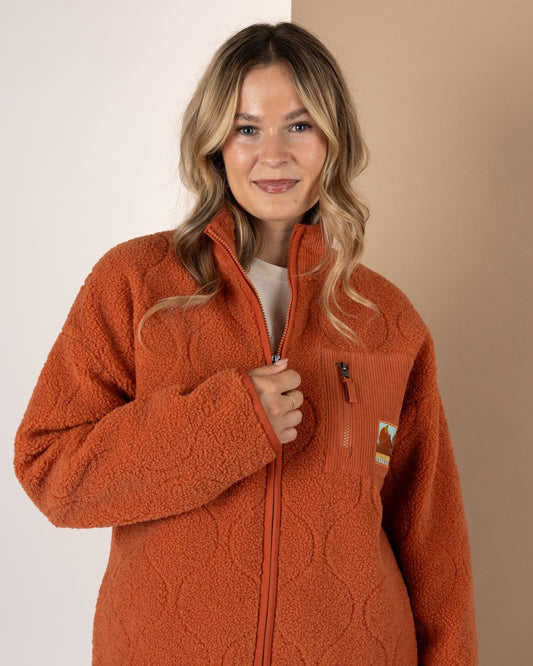 Jarvis - Womens Jacquard Zip Fleece - Orange