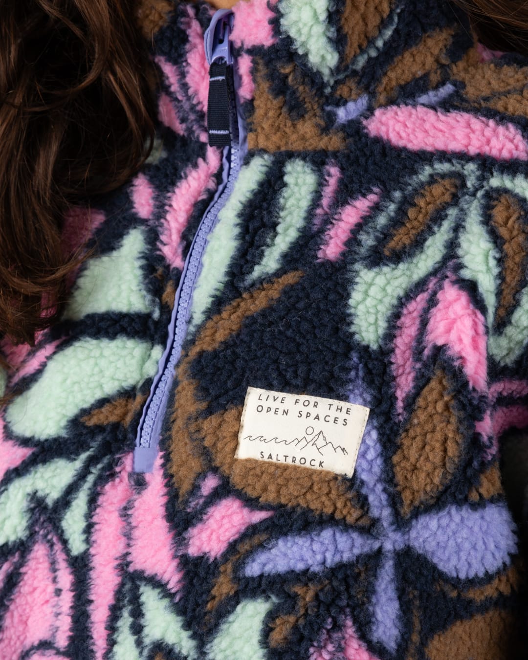 Fleur Womens 1/4 Neck Fleece In Pink