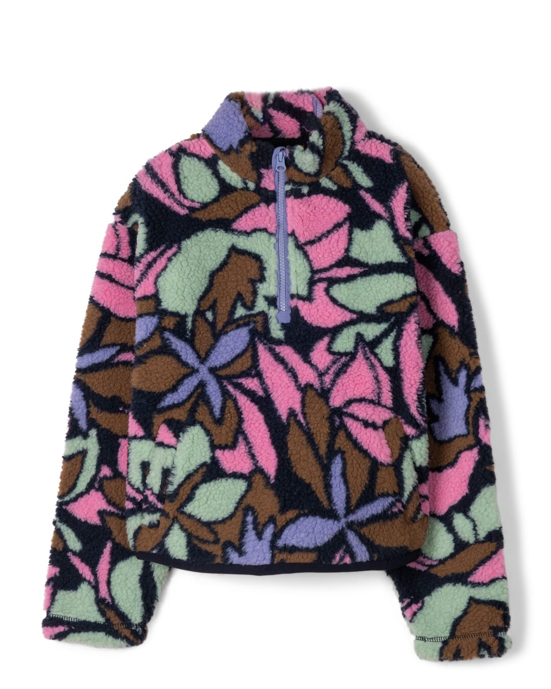 Fleur Kids 1/4 Neck Sherpa Fleece in Multi