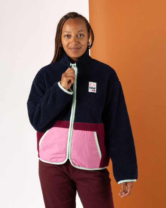Emery Star - Womens Zip Fleece - Blue/Pink
