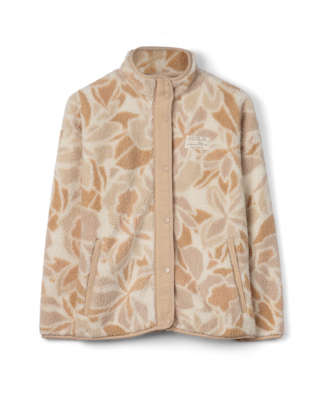 Fleur Womens Zip Through Floral Fleece in Cream