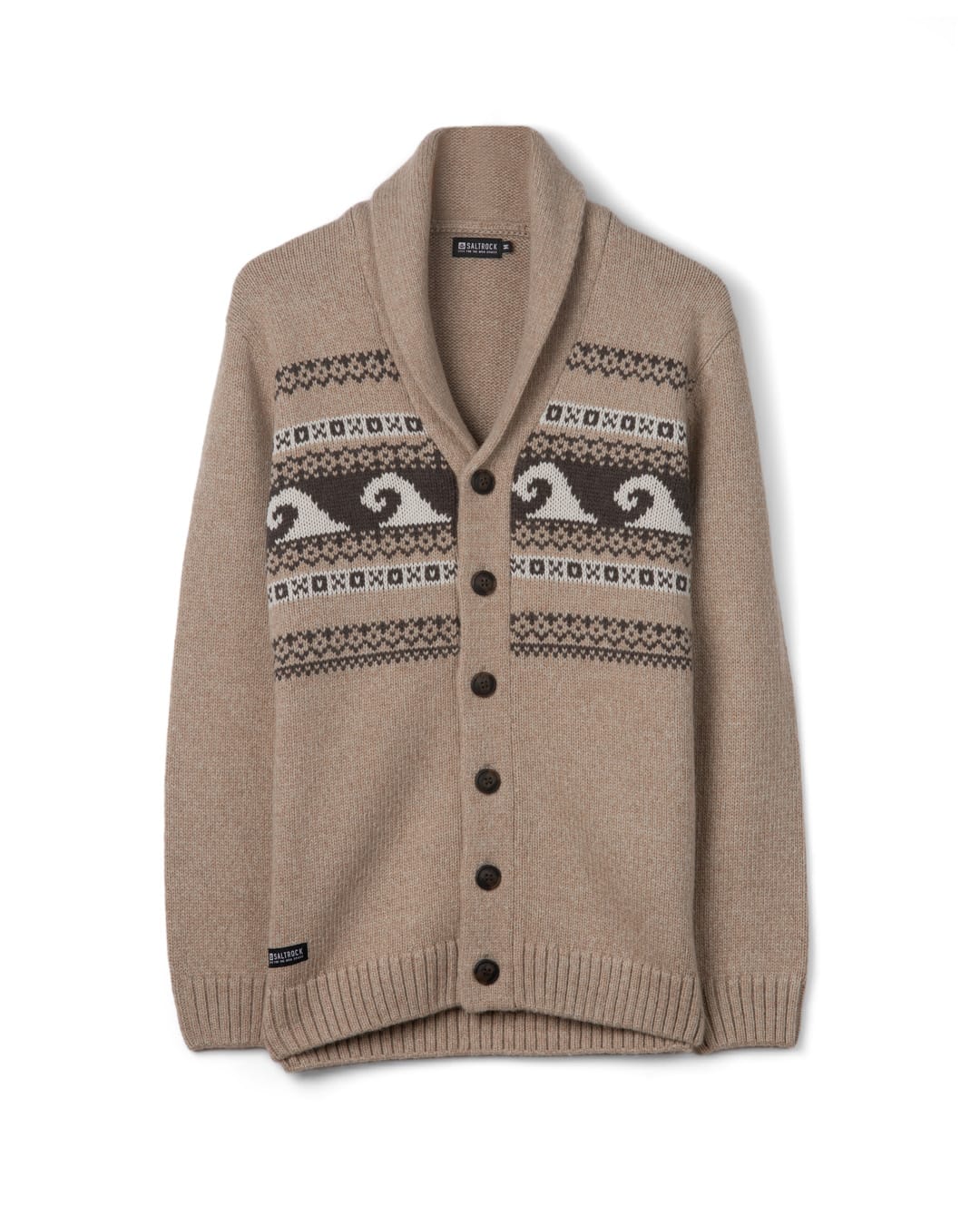 Winter Waves Mens Knitted Cardigan in Cream