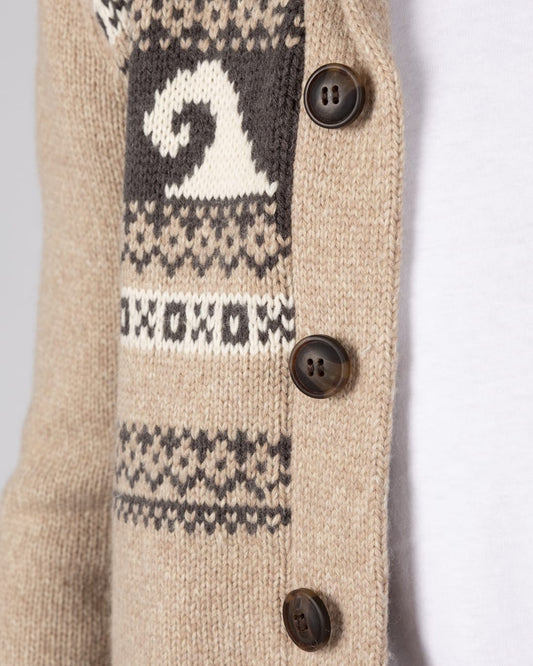 Winter Waves Mens Knitted Cardigan in Cream