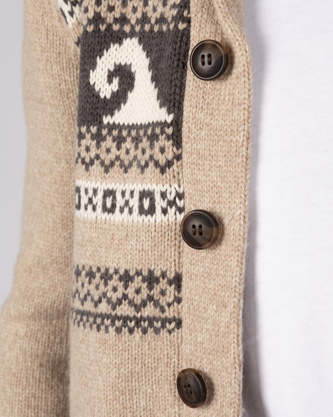 Winter Waves Mens Knitted Cardigan in Cream