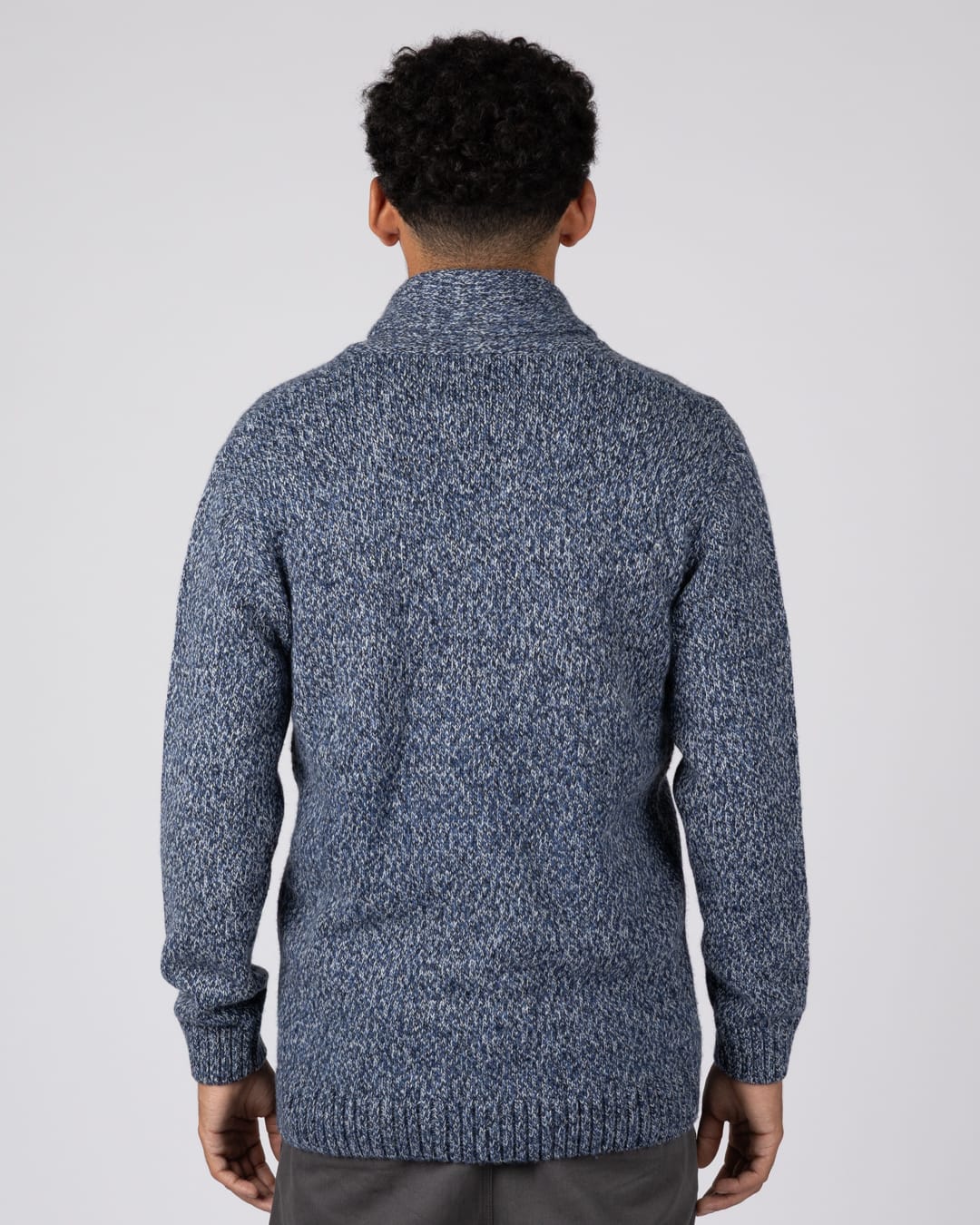Winter Waves Mens Knitted Cardigan in Blue