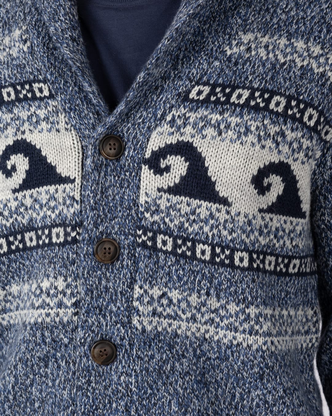 Winter Waves Mens Knitted Cardigan in Blue