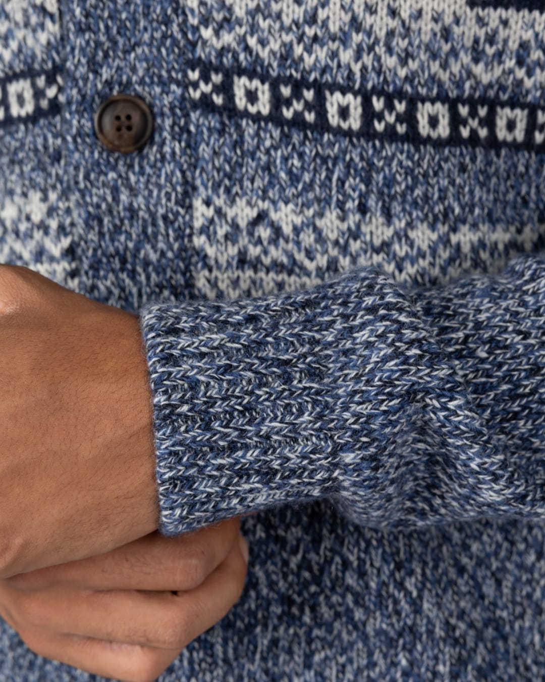 Winter Waves Mens Knitted Cardigan in Blue