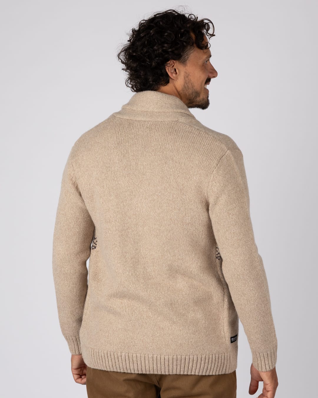 Winter Waves Mens Knitted Cardigan in Cream