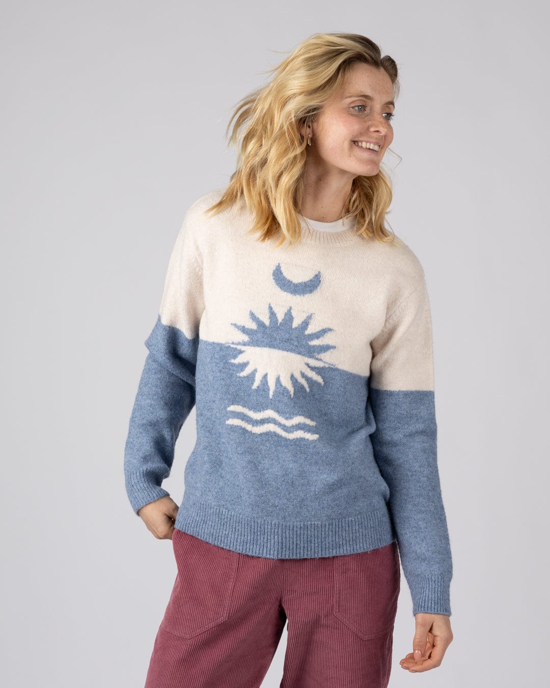 Equinox - Womens Long Sleeve Crew Jumper- Blue