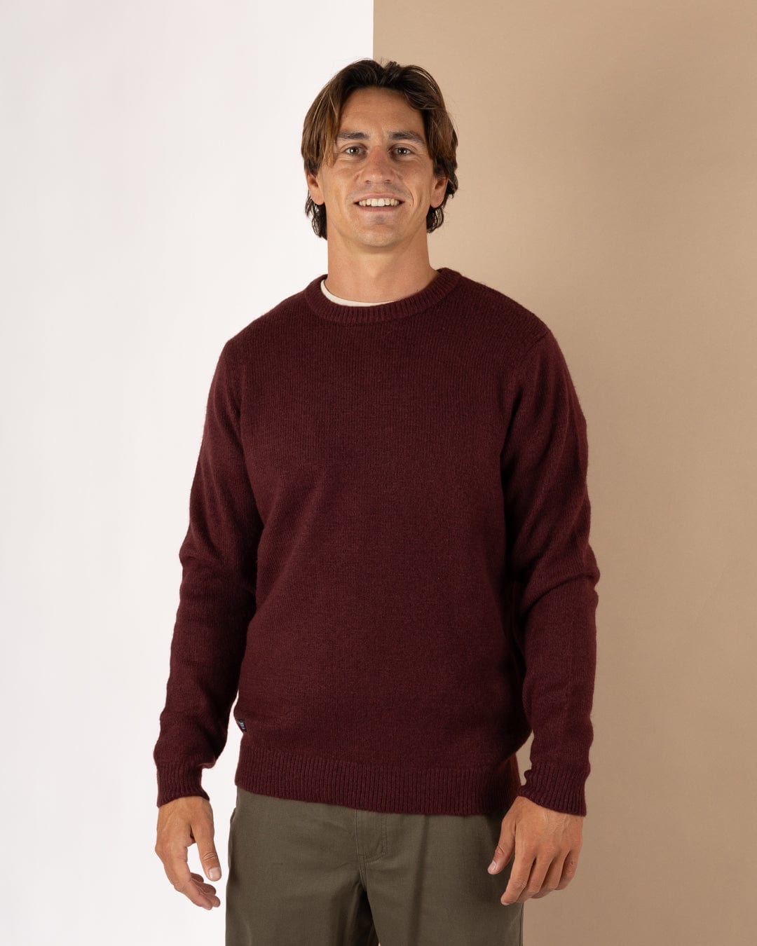 Bowen - Mens Long Sleeve Crew Knit - Purple