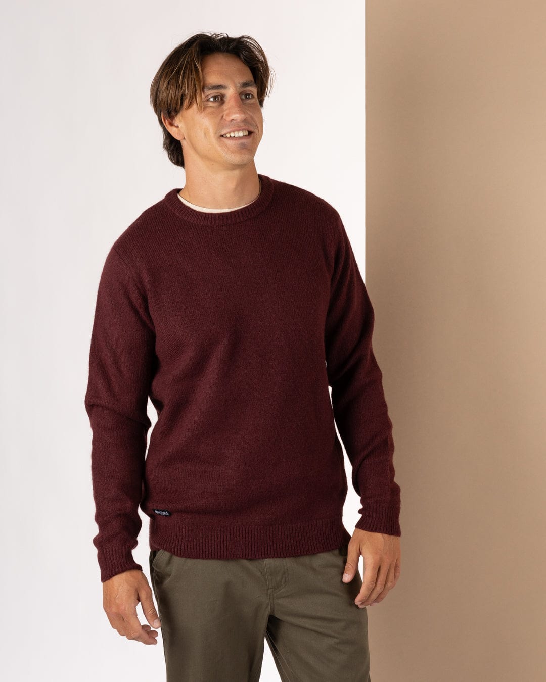 Bowen - Mens Long Sleeve Crew Knit - Purple