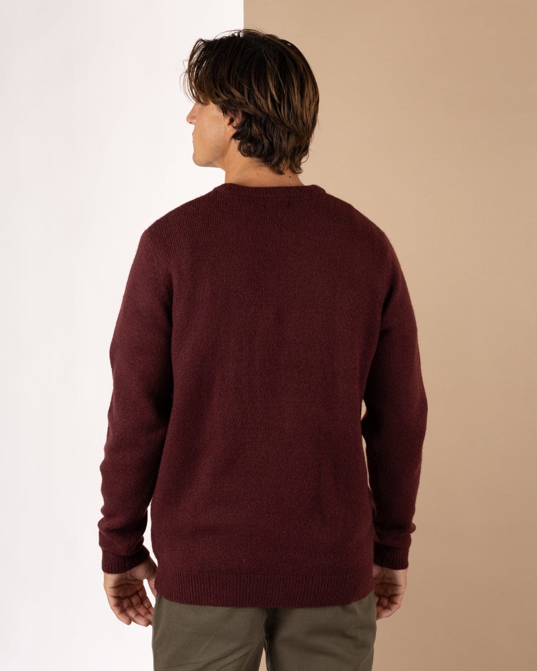 Bowen - Mens Long Sleeve Crew Knit - Purple