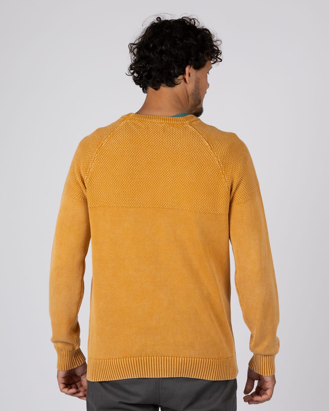 Coombe Mens Knitted Jumper in Yellow