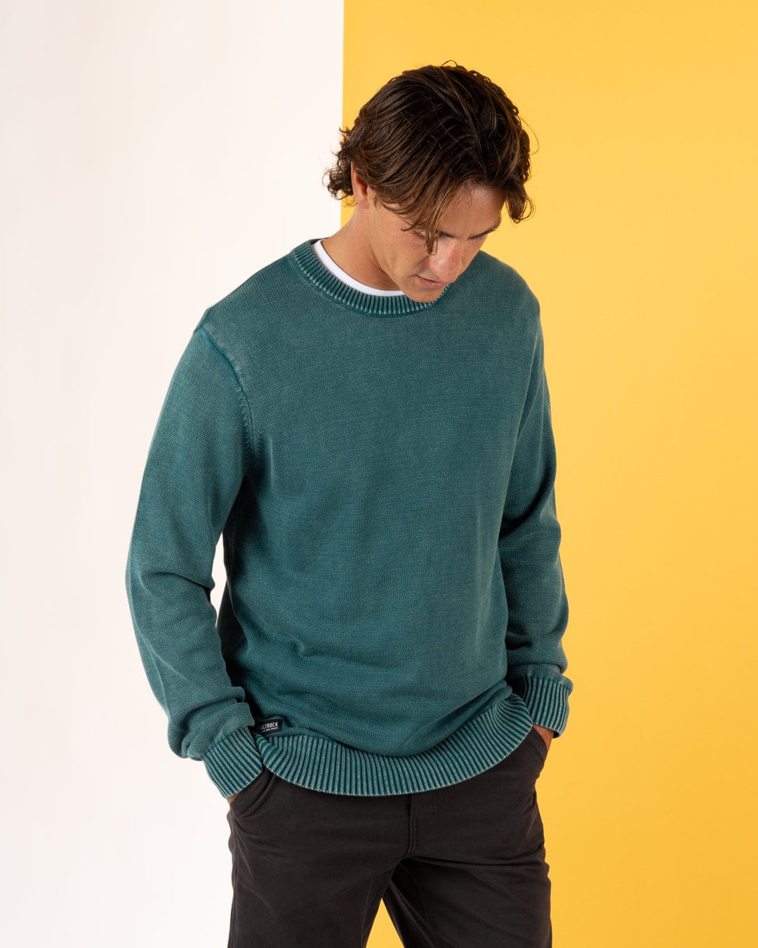 Waley - Mens Knitted Jumper - Teal