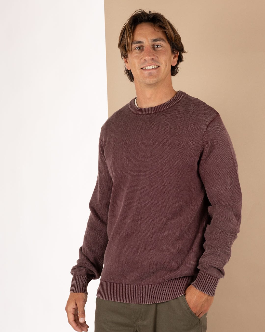 Waley - Mens Knitted Jumper - Dark Purple