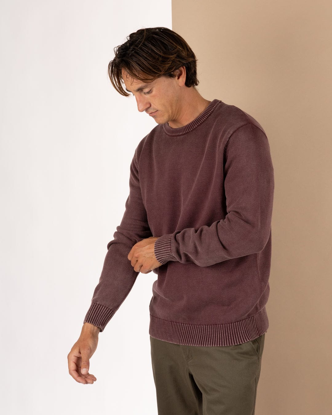 Waley - Mens Knitted Jumper - Dark Purple
