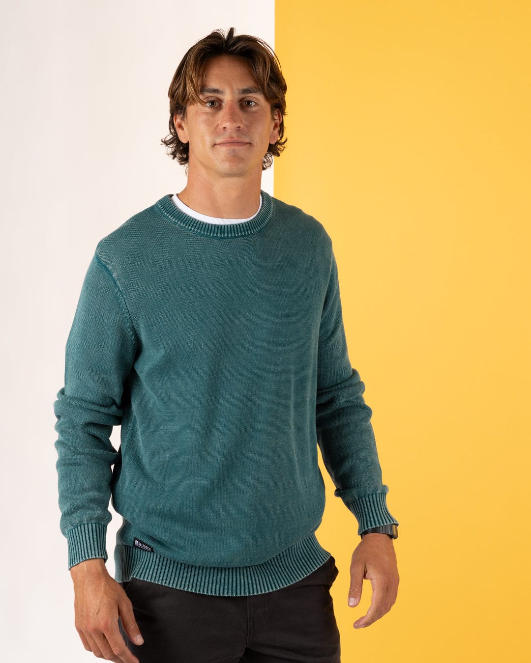 Waley - Mens Knitted Jumper - Teal