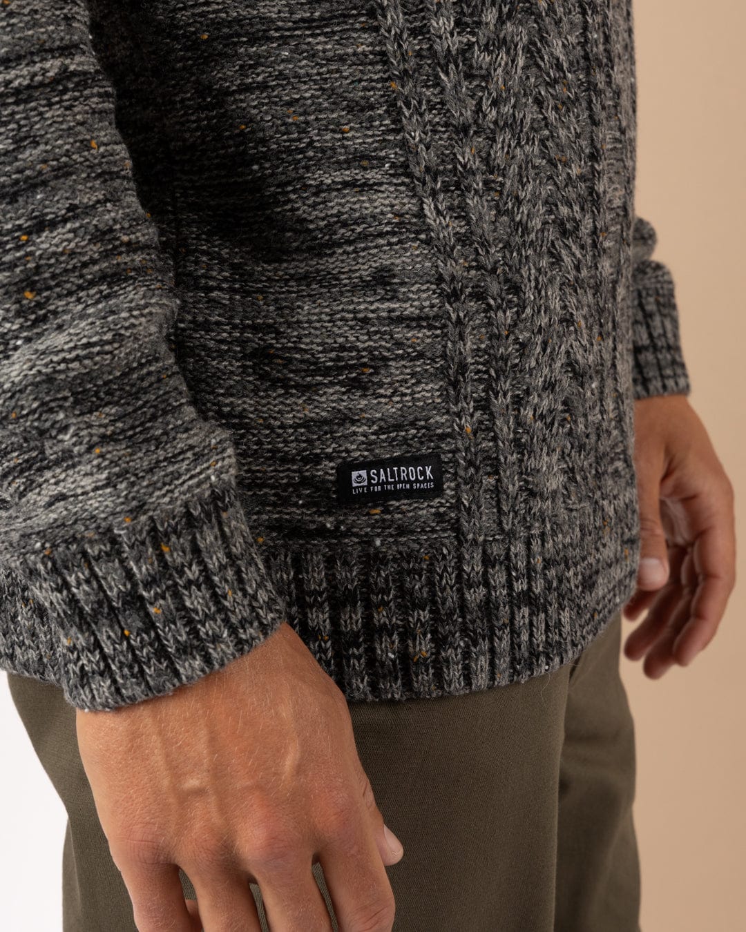 Flint 2 - Mens 1/4 Neck Zip Knit - Dark Grey