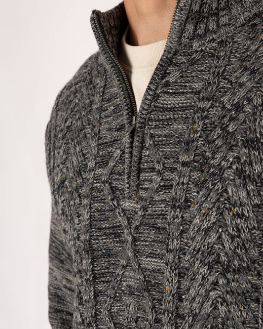 Flint 2 - Mens 1/4 Neck Zip Knit - Dark Grey