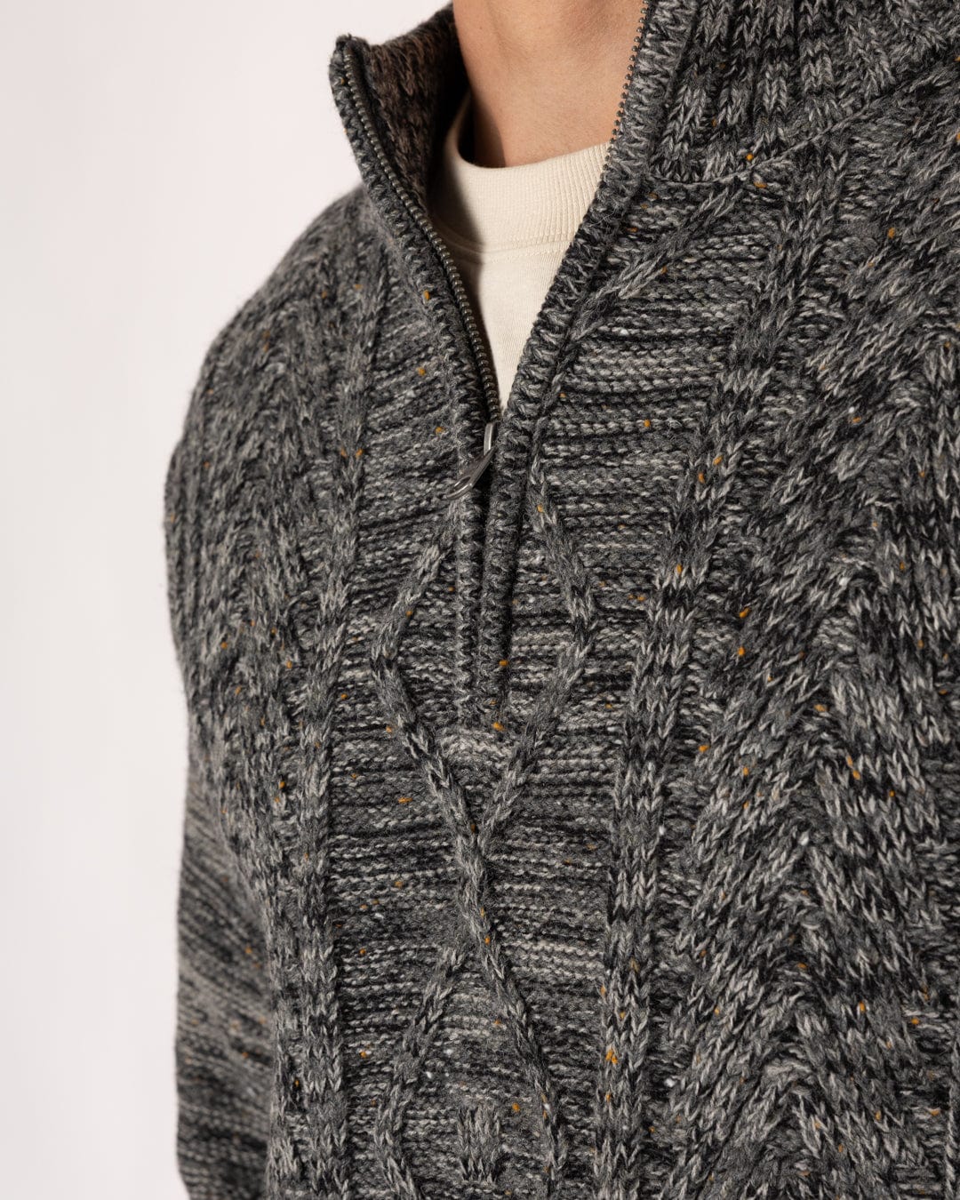 Flint 2 - Mens 1/4 Neck Zip Knit - Dark Grey