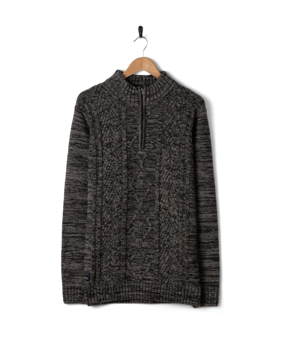Flint 2 - Mens 1/4 Neck Zip Knit - Dark Grey