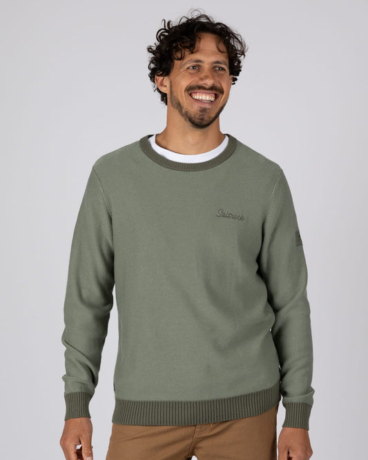 Callum Mens Knitted Jumper in Green