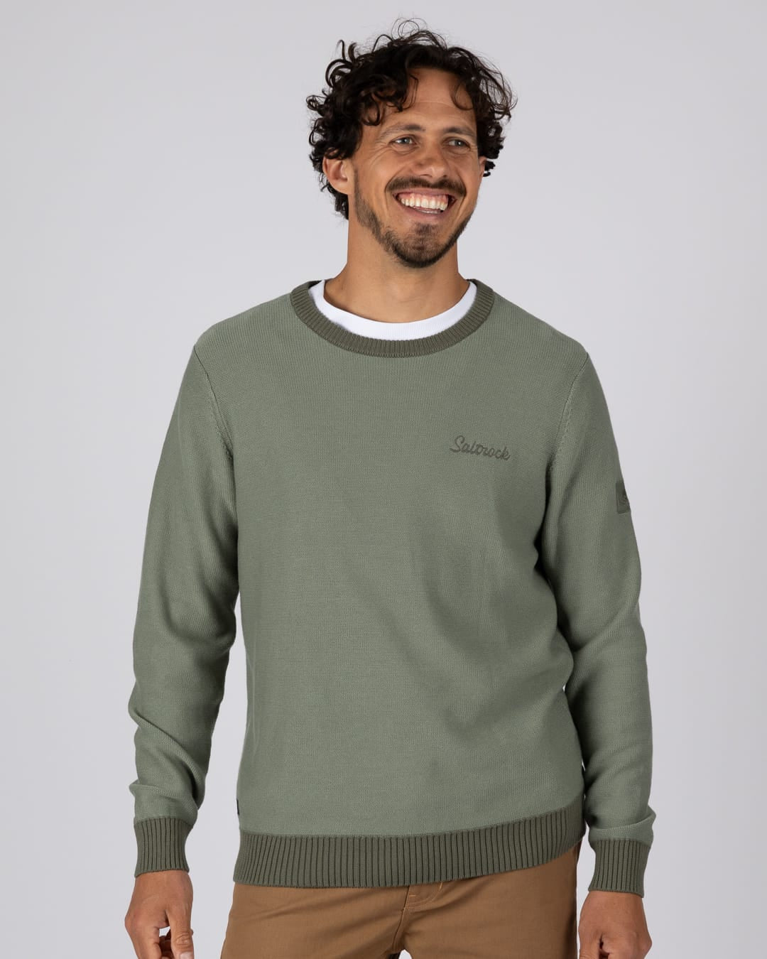 Callum Mens Knitted Jumper in Green