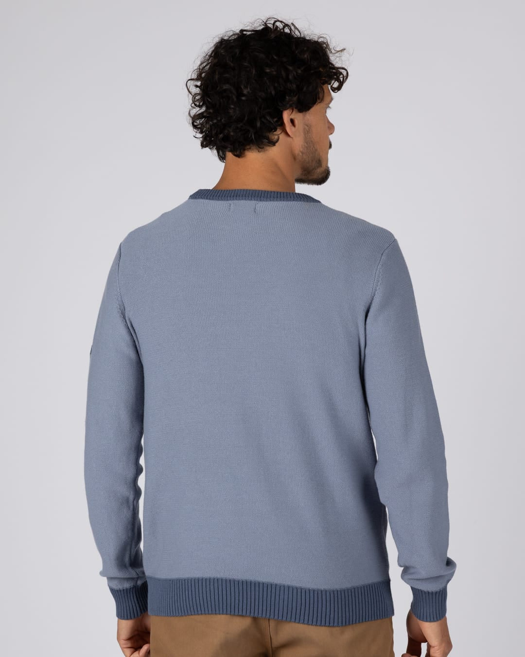 Callum Mens Knitted Jumper in Blue