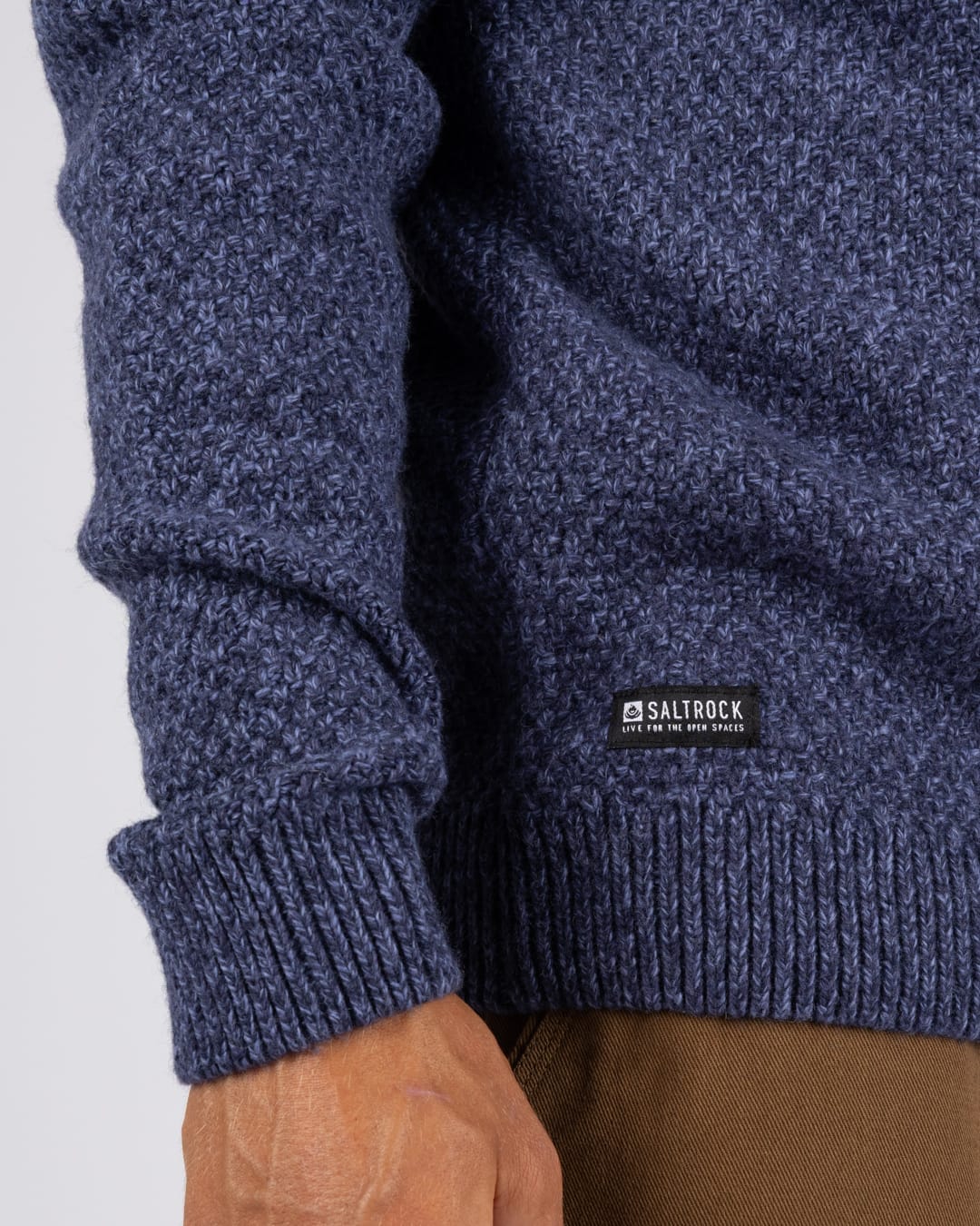 Bury Knitted Mens Jumper in Dark Blue