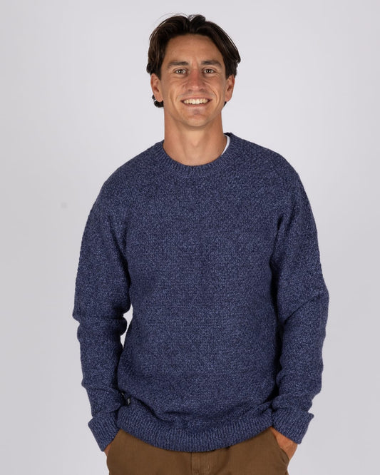 Bury Knitted Mens Jumper in Dark Blue
