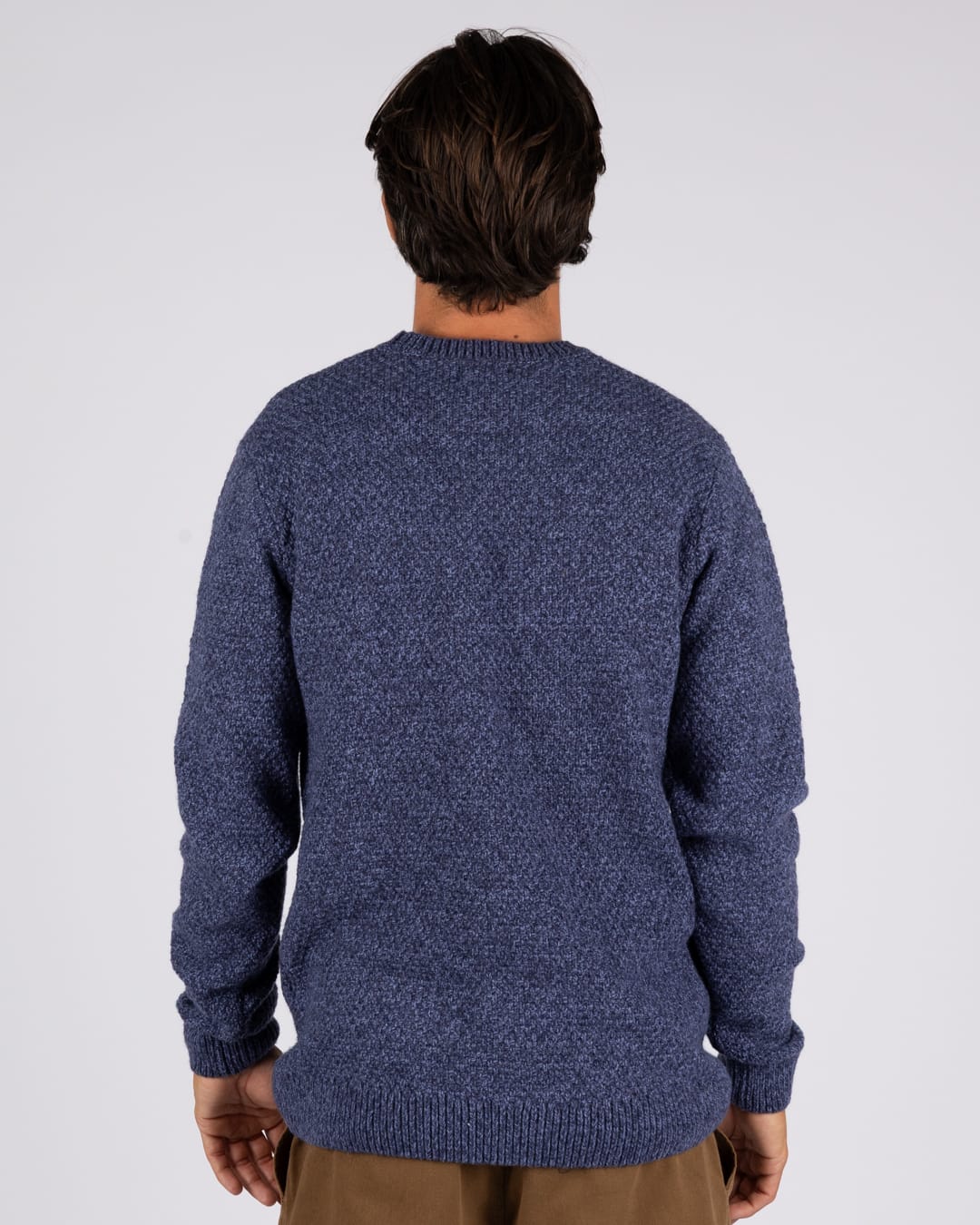 Bury Knitted Mens Jumper in Dark Blue