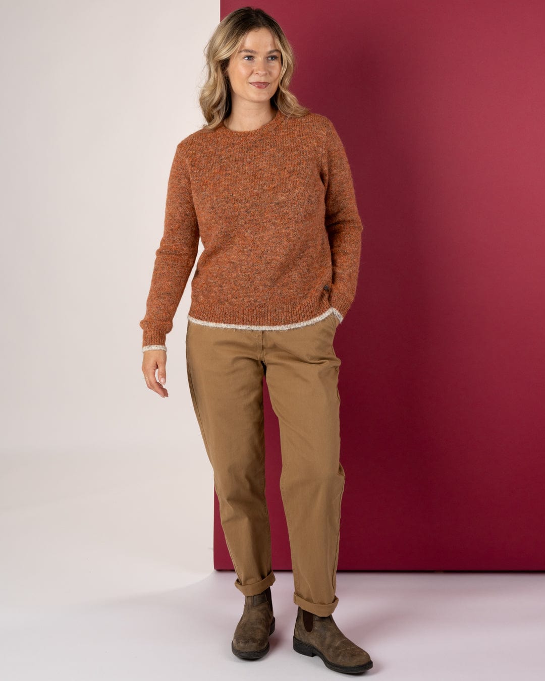 Bonnie - Womens Fleck Jumper - Orange