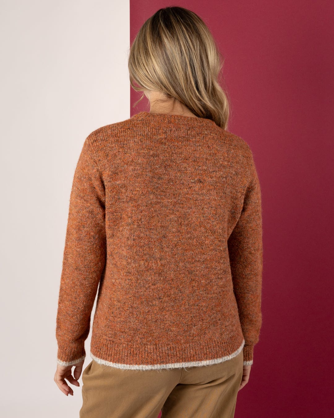 Bonnie - Womens Fleck Jumper - Orange