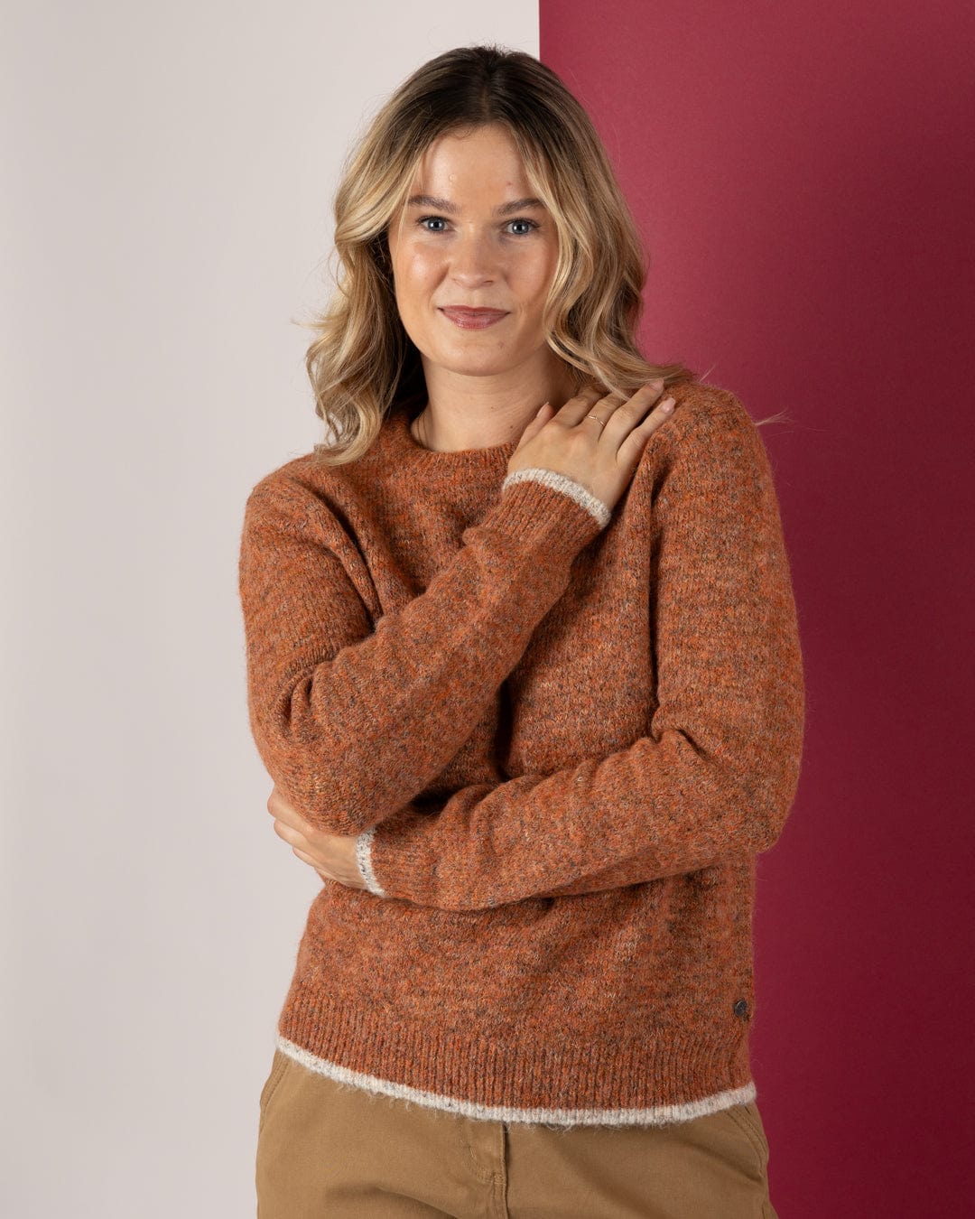 Bonnie - Womens Fleck Jumper - Orange
