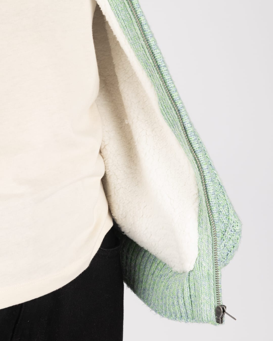 Rupa Womens Knitted Borg Lined Cardigan in Green