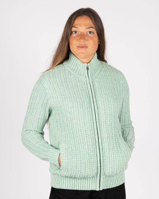 Rupa Womens Knitted Borg Lined Cardigan in Green