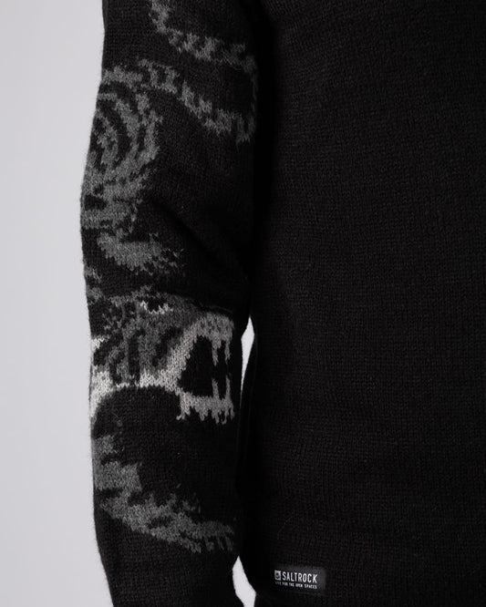 Tiger Surf Mens Knitted Jumper in Black
