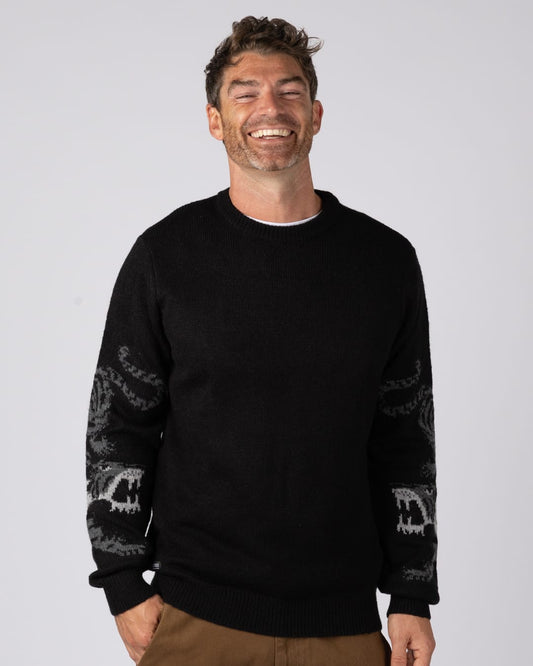 Tiger Surf Mens Knitted Jumper in Black